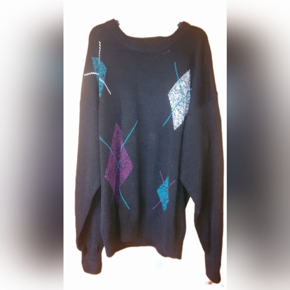 Vintage Stefano Mens Pullover Patterned Sweater Large